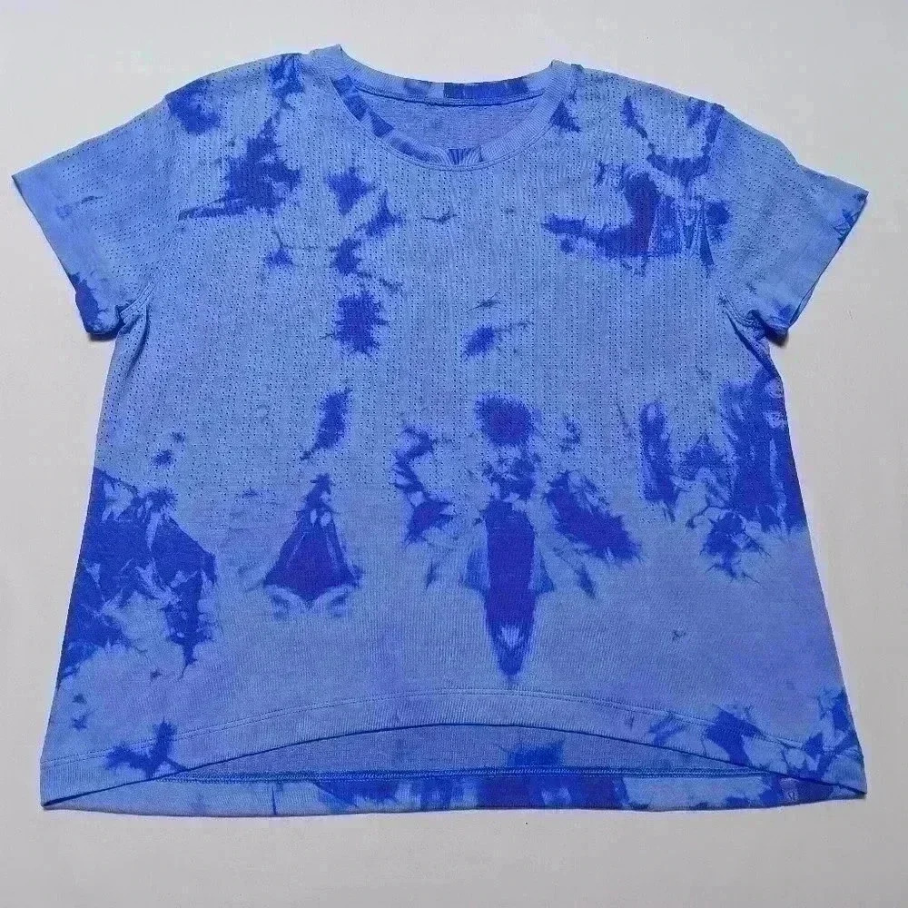Lululemon Train to Be Short Sleeve Rain Stripe Marble Dye Charged Indigo. M